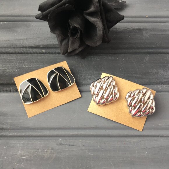 Silver + Black Earring Lot (Lot of 2) - Picture 2 of 9